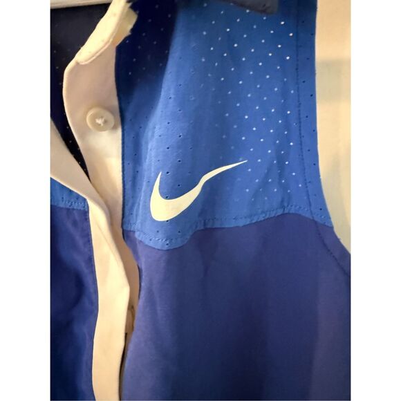 Nike Dri-Fit Blue Mesh/ Perforated Collated Racer Back Tennis Top sz S EUC - Picture 3 of 8